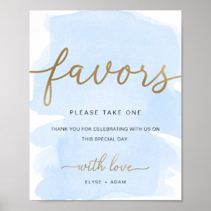 Blue Watercolor Gold Favours Sign