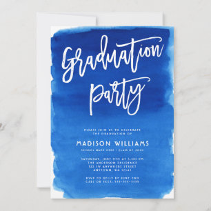 Blue Watercolor Graduation Party Invitation