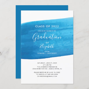 Blue Watercolor Graduation Party Invitation
