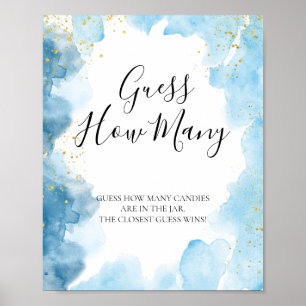 Blue Watercolor Guess Candy Game Poster