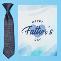Blue Watercolor Heart Happy Father’s Day