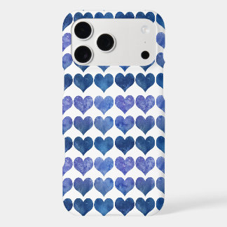 Blue Watercolor Heart Pattern Minimalist Aesthetic
