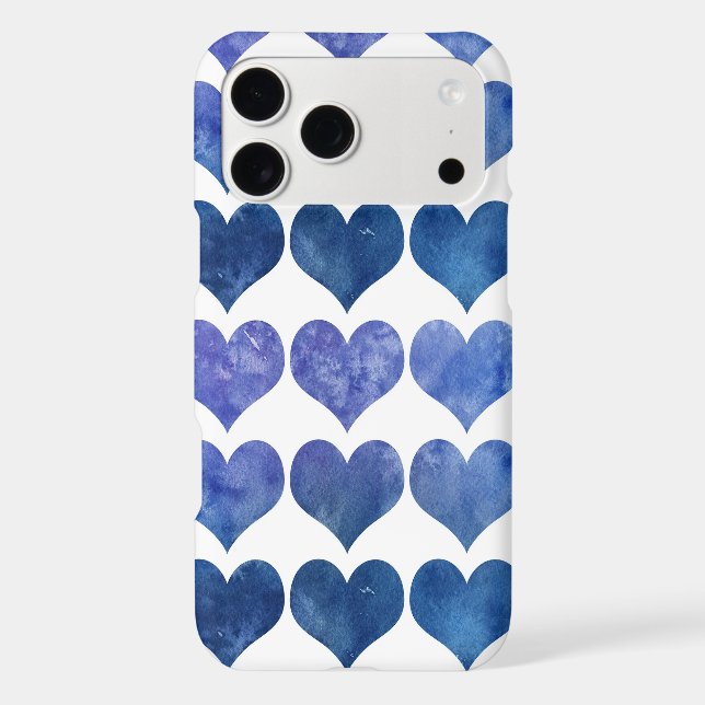 Blue Watercolor Heart Pattern Minimalist Aesthetic (Back)