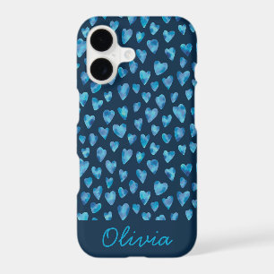 Blue watercolor heart pattern name