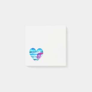 Blue watercolor heart post-it notes