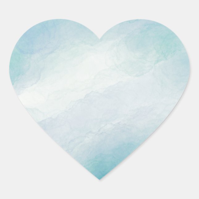 Blue watercolor heart sticker (Front)