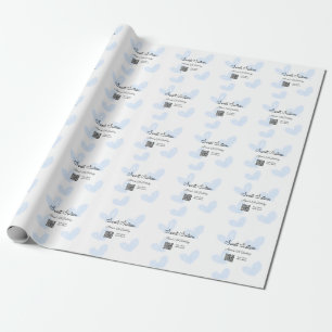 Blue watercolor hearts QR  Sweet sixteen birthday  Wrapping Paper