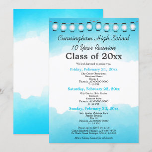 Blue Watercolor High School Class Reunion Template