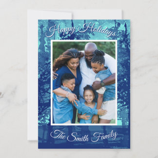 Blue Watercolor Holiday Card (Personalize)