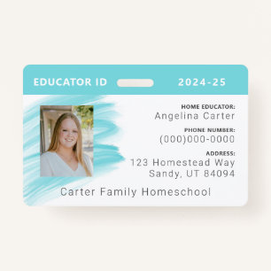 Blue Watercolor Homeschool Educator ID Badge