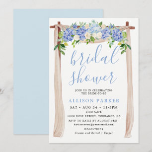 Blue Watercolor Hydrangea Arch Floral Bridal Invitation
