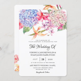 Blue Watercolor Hydrangea Floral wedding Invitation