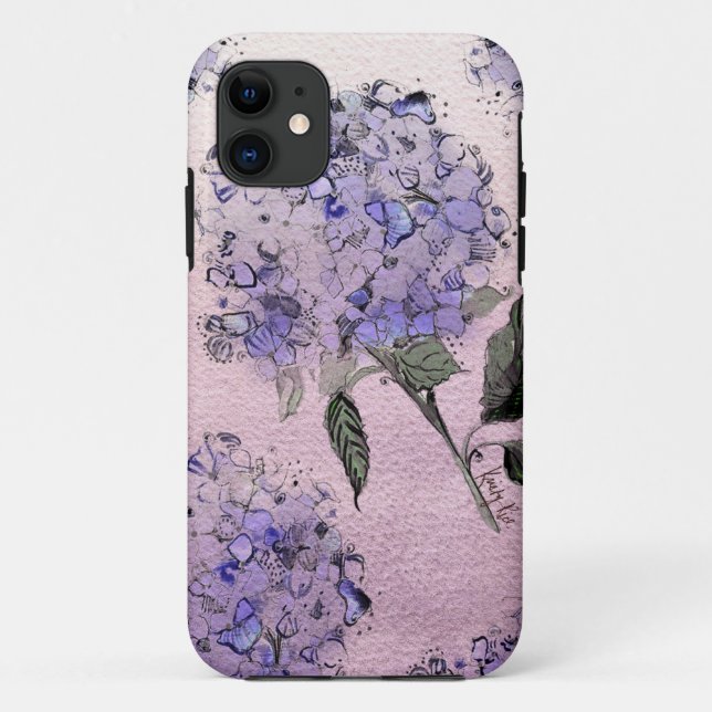 Blue Watercolor Hydrangea iPhone Case (Back)