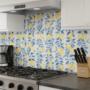 Blue Watercolor Lemon Tile