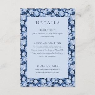 Blue Watercolor Little Flowers Wedding Details Enclosure Card