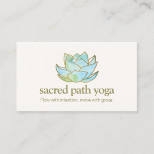  Blue Watercolor Lotus Flower  Business Card