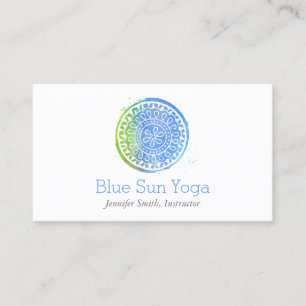 Blue Watercolor Mandala Yoga and Wellness Business Card