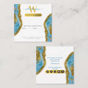 Blue Watercolor Marble Gold Foil Appointment Card