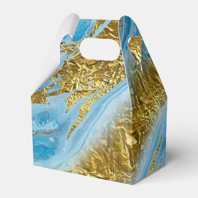 Blue Watercolor Marble & Gold Foil  Favour Box (Front Side)