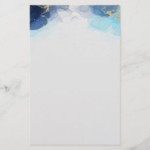 Blue watercolor marble Stationery