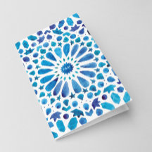 Blue Watercolor Meditteranean Tile Pattern Folded