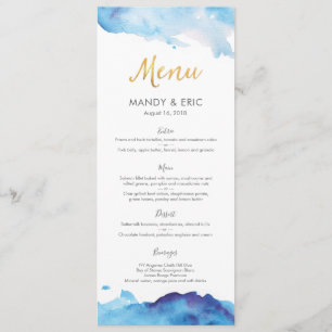 Blue watercolor Menu or Program Card
