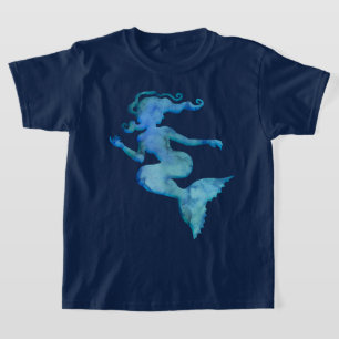 Blue Watercolor Mermaid T-Shirt