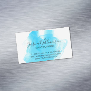 Blue, watercolor, modern, chic 	Magnetic business card