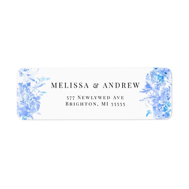Blue Watercolor Modern Wedding Thank You (Front)