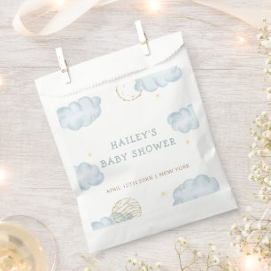 Blue Watercolor Moon Star Cloud Boy Baby Shower Favour Bags