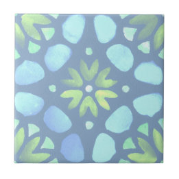 Blue watercolor moroccan pattern tile