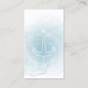Blue Watercolor Nautical Anchor Business Card
