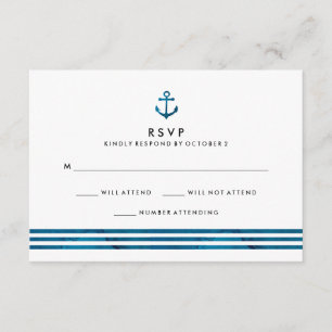 Blue Watercolor Nautical Wedding RSVP