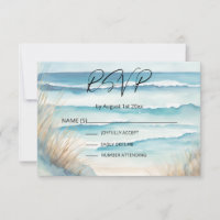 Blue Watercolor Ocean Beach Destination Wedding