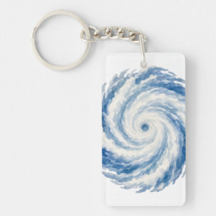 Blue Watercolor Ocean Storm Swirl – Abstrac Key Ring