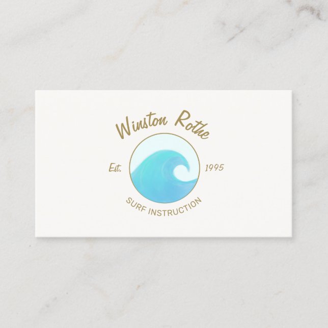 Blue Watercolor Ocean Wave Logo Business Card (Front)