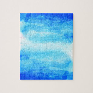 Blue Watercolor Ombre Jigsaw Puzzle