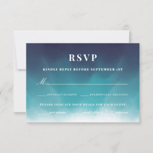 Blue watercolor ombre RSVP card