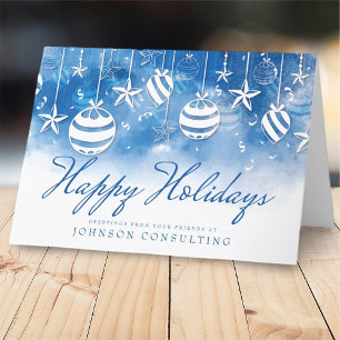 Blue Watercolor Ornaments   Holiday Greetings