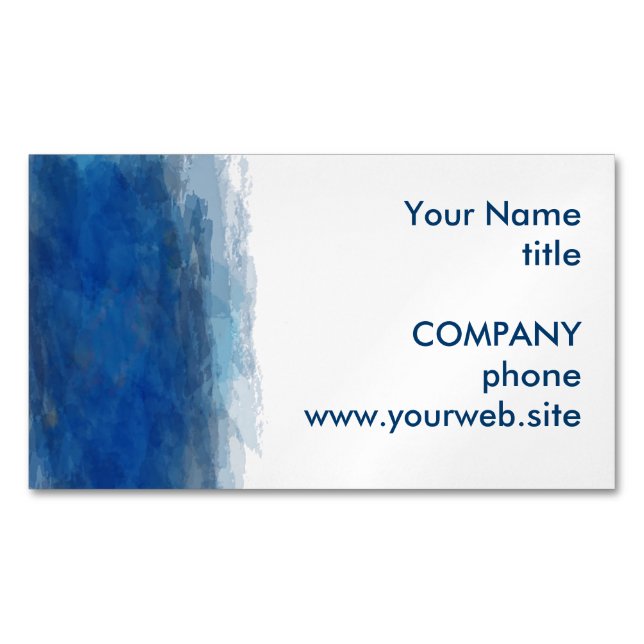 Blue watercolor paint abstract background 	Magnetic business card (Front)