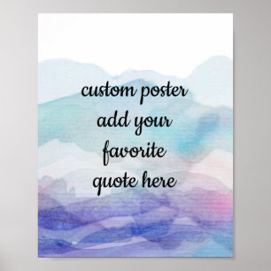 blue watercolor paint design add your quote poster