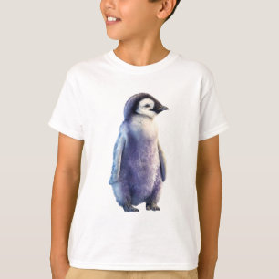 Blue Watercolor Penguin Chick Kids T-Shirt