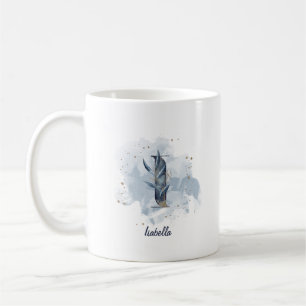 Blue Watercolor Personalised Name Letter Initial I Coffee Mug