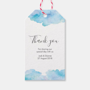 Blue watercolor personalised Thank You Favour tags