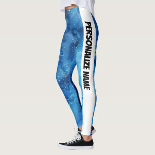 Blue Watercolor PERSONALIZE Leggings