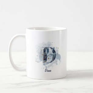 Blue Watercolor Personalized Name Letter Initial D Coffee Mug