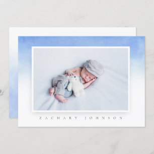 Blue Watercolor Photo Baptism Party Invitation