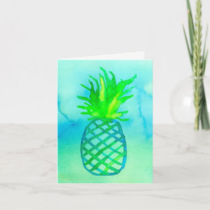 Blue Watercolor Pineapple Thank You