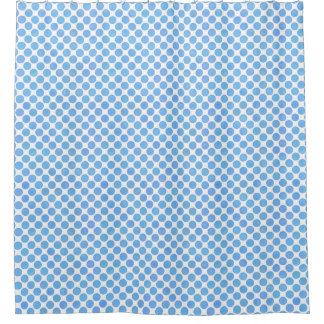 Blue Watercolor Polka Dots Shower Curtain