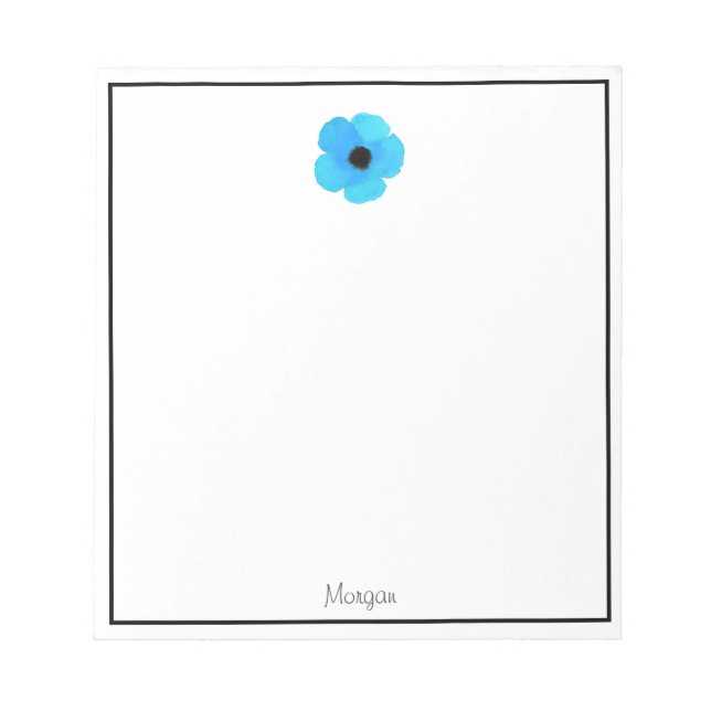 Blue Watercolor Poppy Notepad (Front)